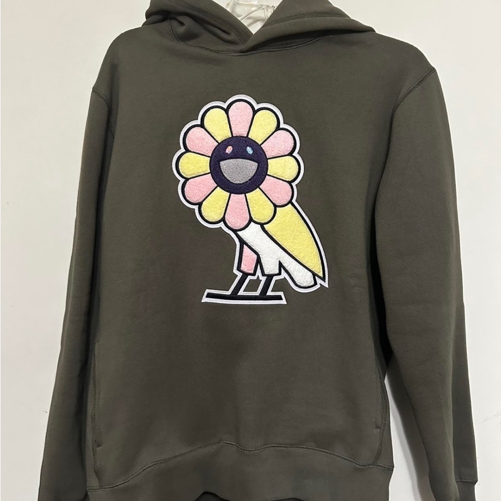 OVO x Takashi Murakami DRAKE (October’s Very Own) Flower Hoodie Medium Olive